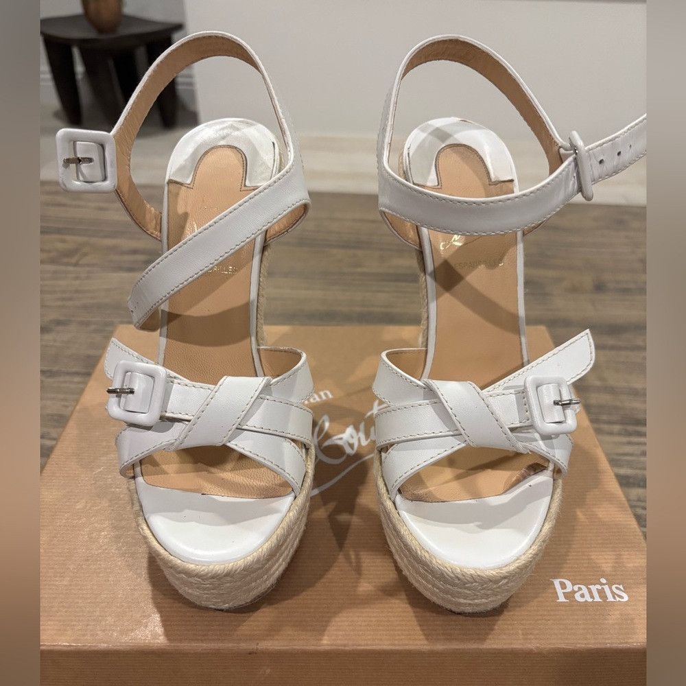 Christian Louboutin White Strappy Espadrilles AUTHENTIC